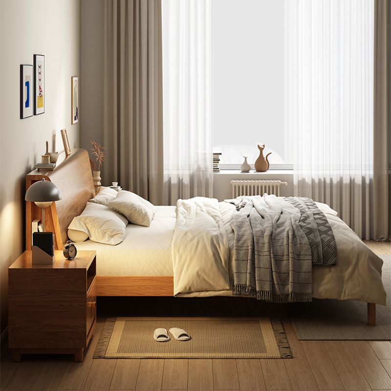 Scandinavian Solid Wood Standard Bed with Headboard Low Profile Bed