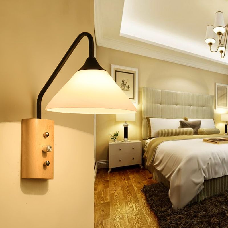 Modern Sconce Light Fixture Wood 1-Light Wall Sconces for Bedroom