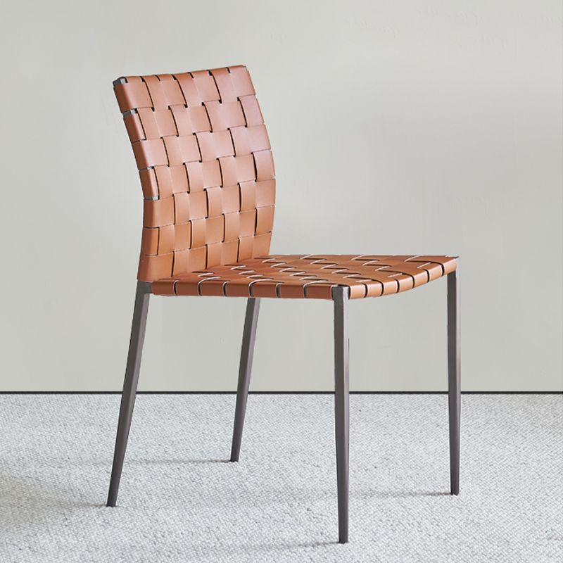 Faux Leather Kitchen Dining Chairs Armless Dining Chairs with Metal Legs