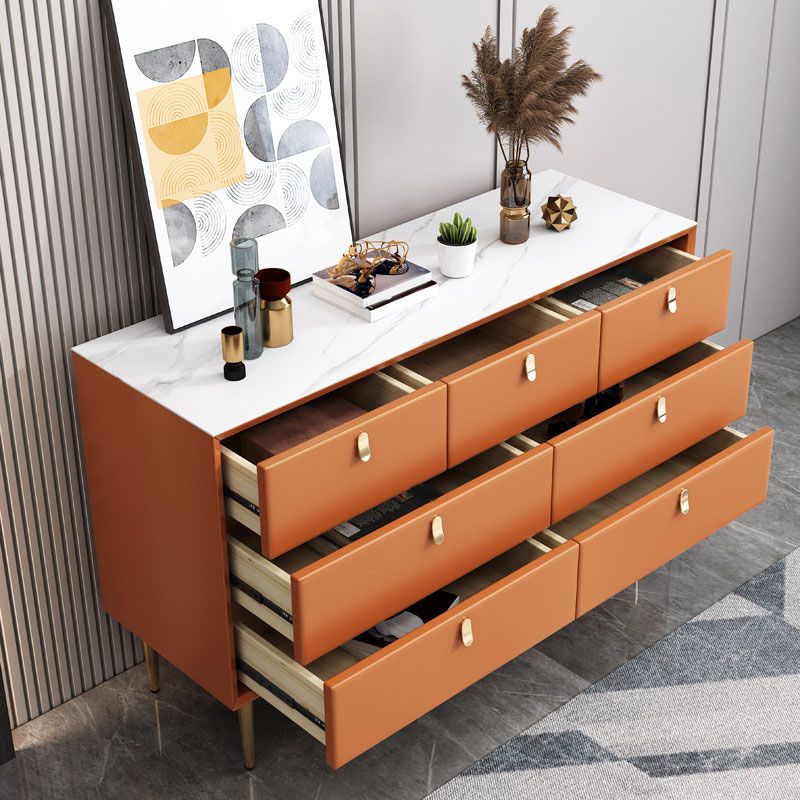 15.6-inch Width Glam Dresser Stone Storage Chest with 7 Drawers
