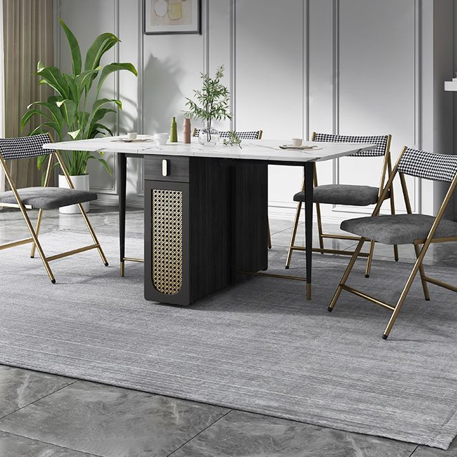 Mesa de comedor de piedra sinterizada 59 '' plegable Mesa rectángulo moderna con base de caballete