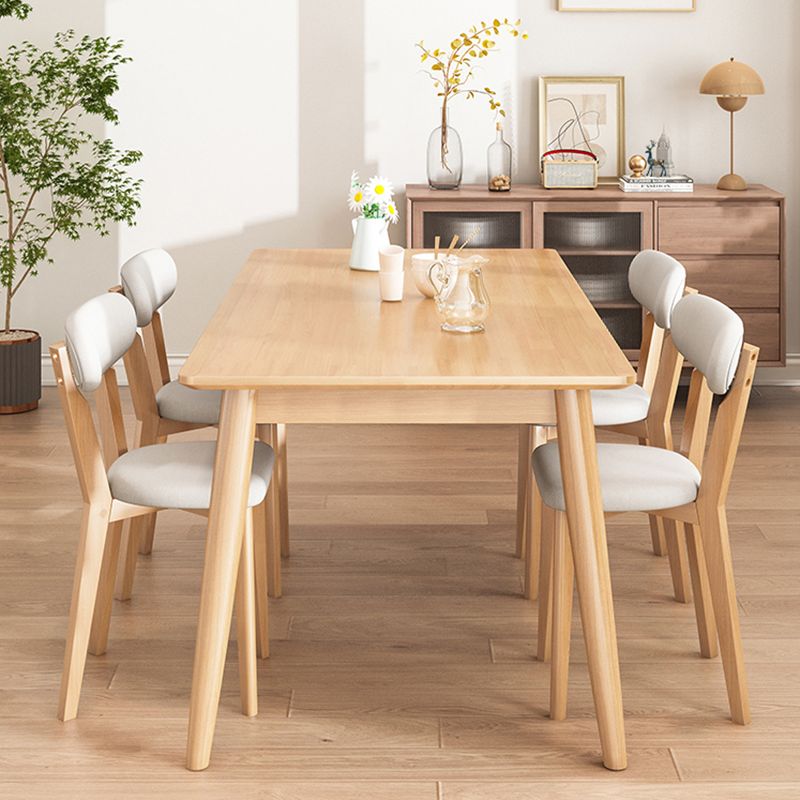 Rectangle 4 Legs Modern Dining Table Wood Color Fixed Table of Solid Wood