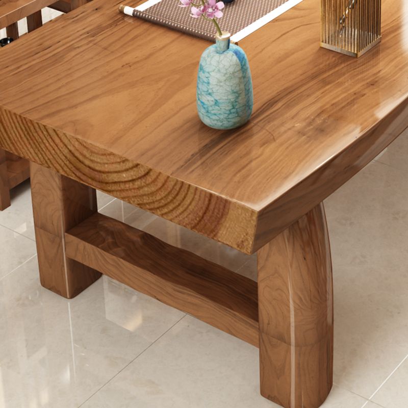 Rectangle Double Pedestal Dining Table Modern Pine Wood Table for Kitchen Use