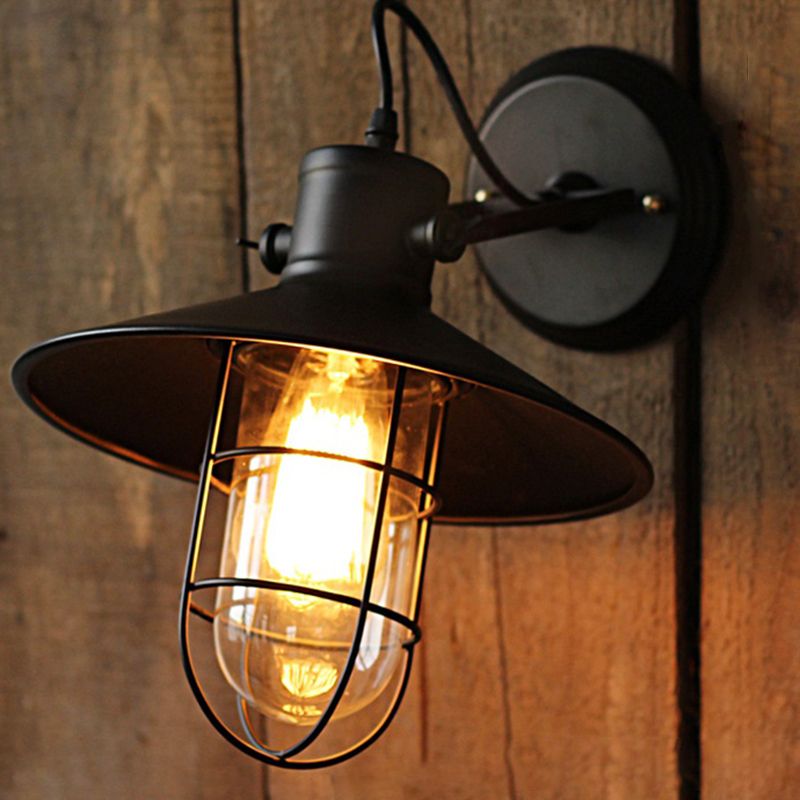 1-Light Clad Cone Wall Lamp Fixtures Industrial Style Metal Wall Mounted Light Fixture