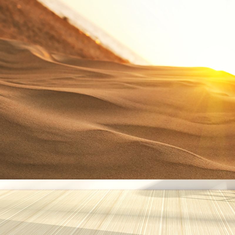 Whole Modern Wall Mural Yellow Desert Sand with Sunlight Landscape Wall Art, Custom Made