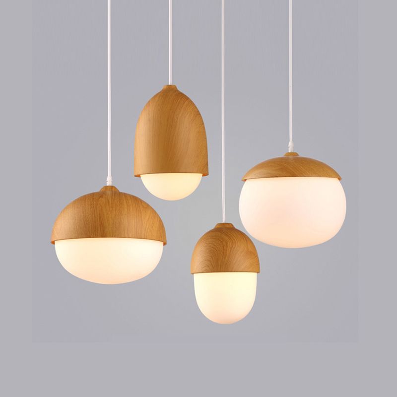 LAMPE DE TRAPLE DE FINE DE BOIS NORDIQUE 1-LIGHT BLANC SUSPENSION SUSPENSION POUR CAFE