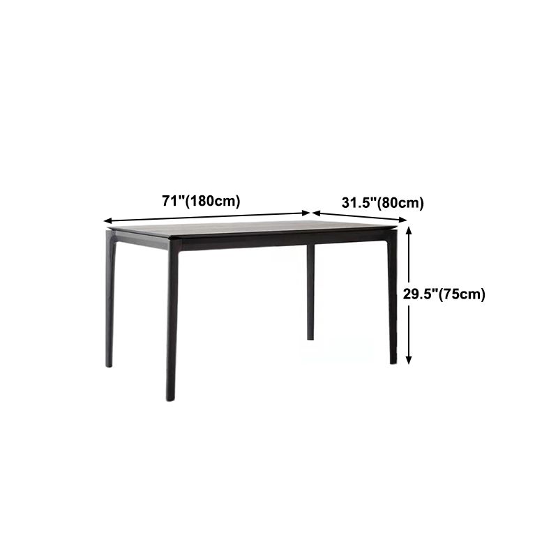 Rectangle 4 Legs Industrial Dining Table Black Fixed Table of Solid Wood