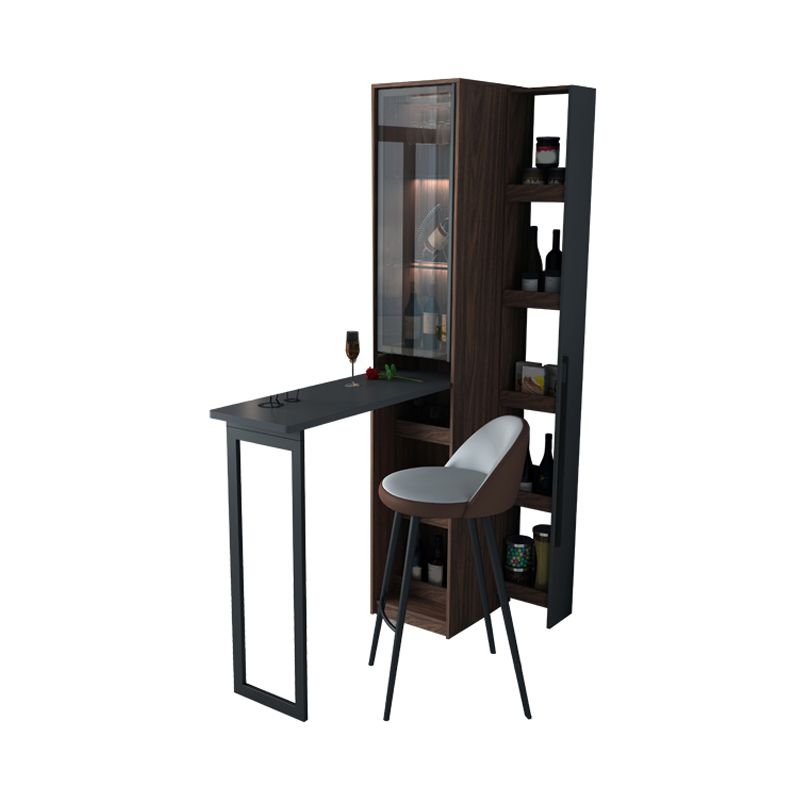 Modern Rectangle Wood Counter Table 2 Pieces Collapsible Bar Table Set for Living Room