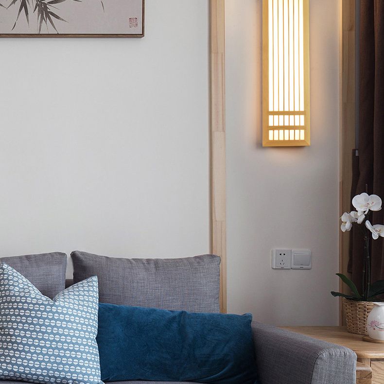 Missie stijl muur gemonteerd licht natuurlijk eiken rechthoekige sconce licht voor woonkamer