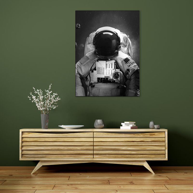Modern Style Spaceman Canvas Boys Bedroom Wall Art Decor in Black, Multiple Sizes