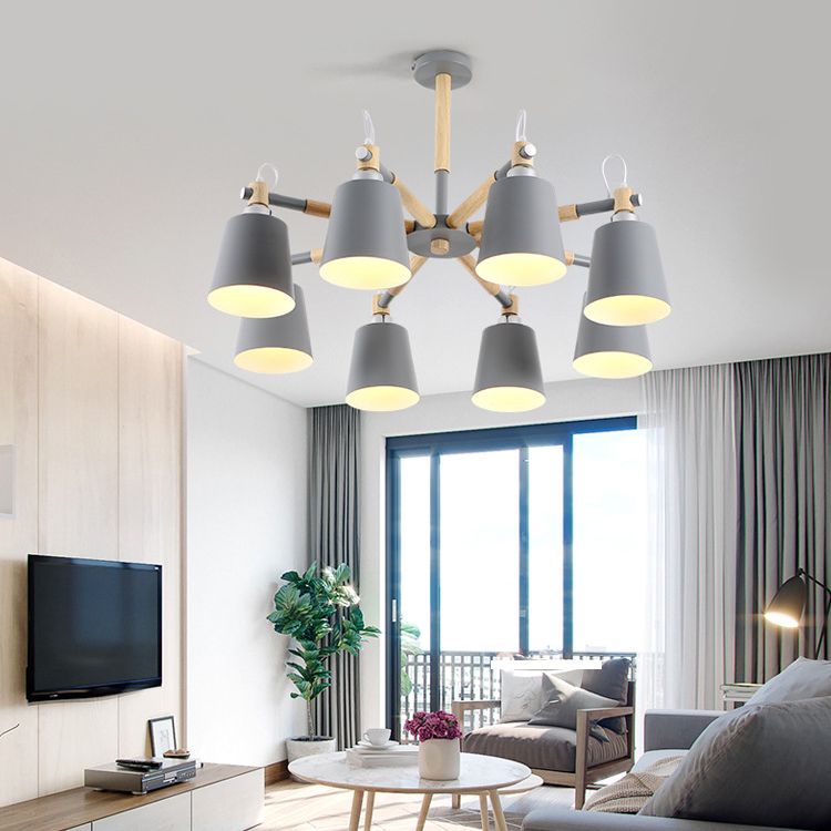 Hölzerne Kegelform Pendelleuchte Leuchte Einfacher Deckenleuchter im Wohnzimmer