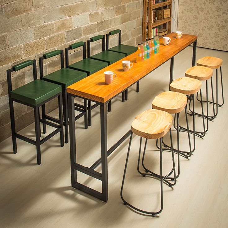 Industrial Solid Wood Bar Table Rectangle Dining Table for Kitchen Living Room