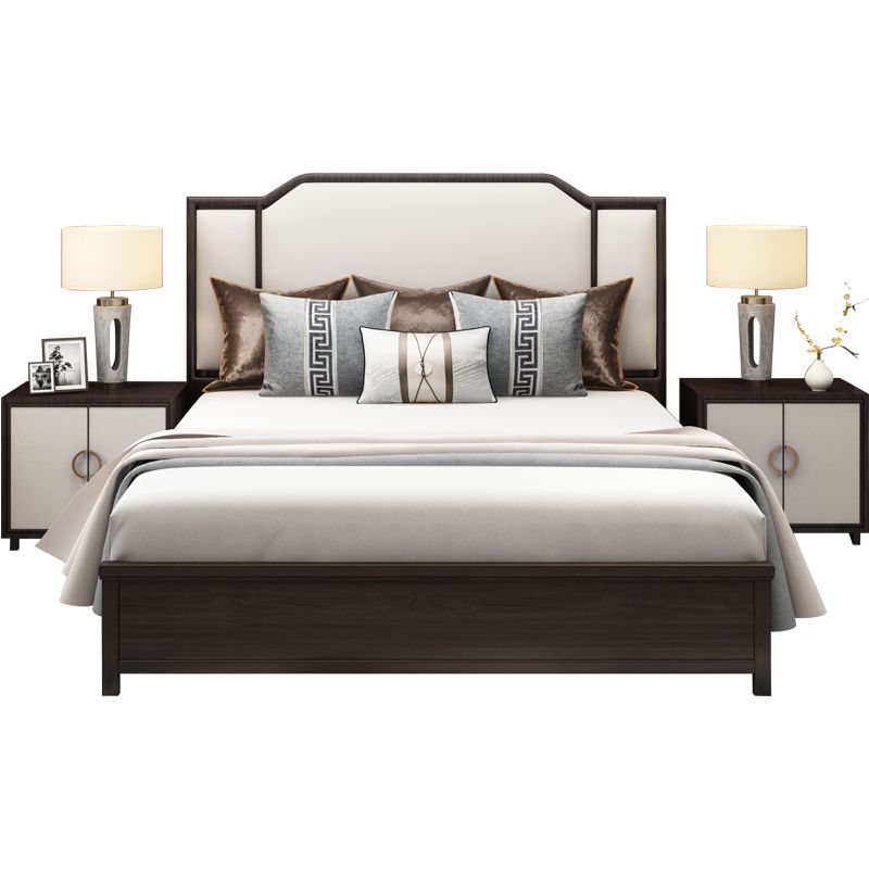 Mid-Century Modern Standard Bed Upholstered Headboard Ash Panel Bed