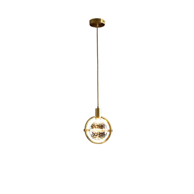 Global Hanging Pendant Light Nordic Crystal Bedroom Down Lighting Pendant in Gold