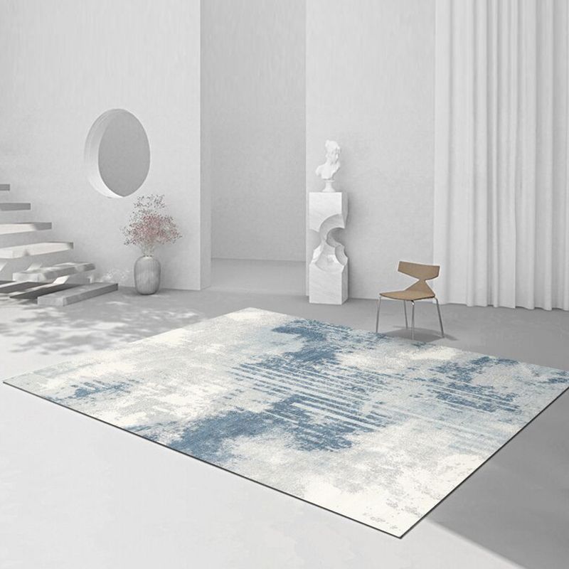 White Tone Simplicity Indoor Rug Polyester Color Gradient Carpet Non-Slip Backing Rug for Home Decor