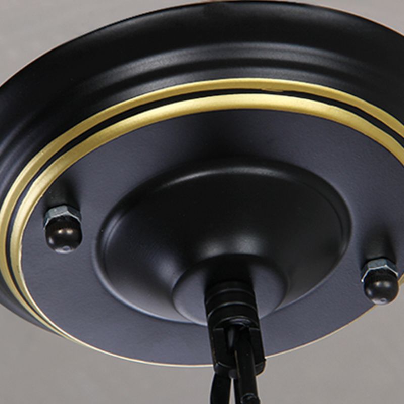 American Metal Chandelier Branch Black Pendant Lamps with White Glass for Living Room