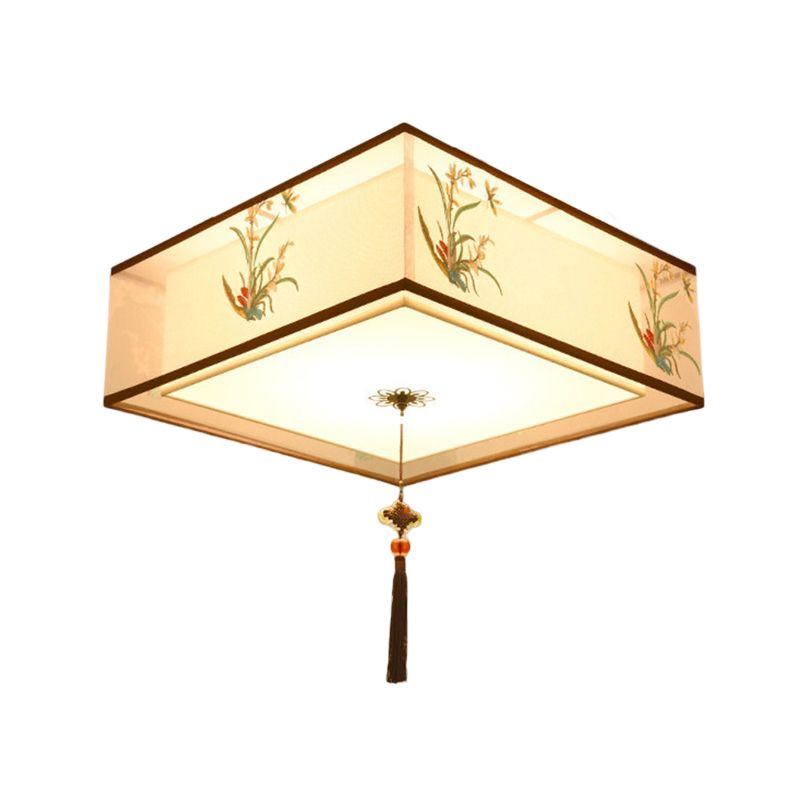 Traditional Style Fabric Ceiling Light Multi Lights Ceiling Mount Light