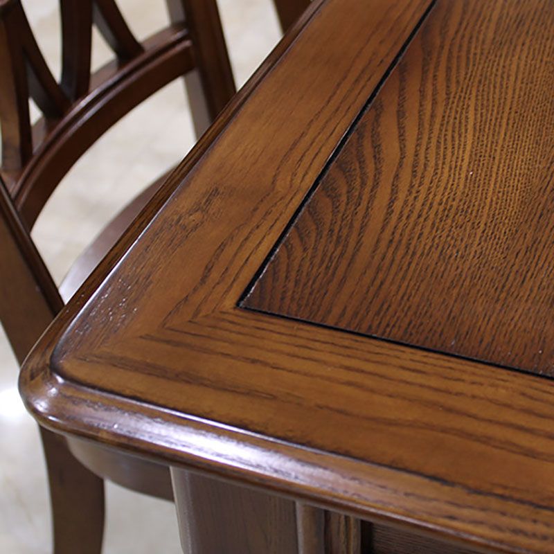 Solid Wood Top Dining Table Mid-Century Modern Dining Table with 4 Wood Legs