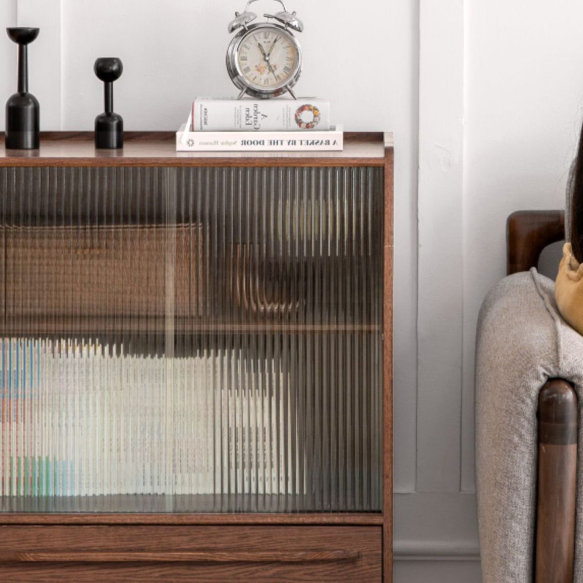 Solid Wood Glass Paned Brown 1 - Drawer Accent Cabinet for Living Room