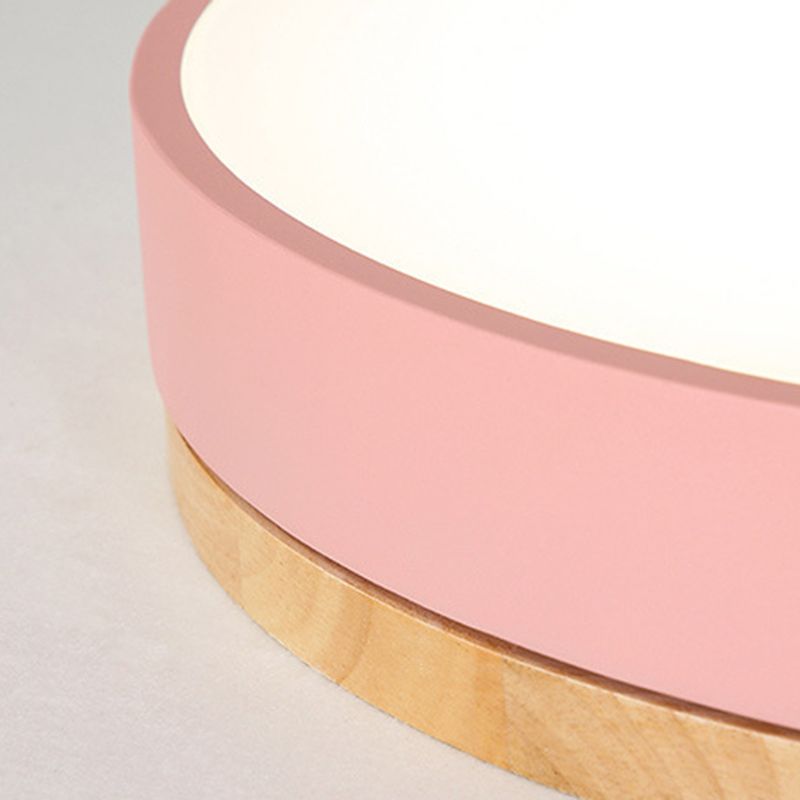 Modern Minimalist LED Macaron Ceiling Light Wrought Iron Circular Flush Mount with Acrylic Shade