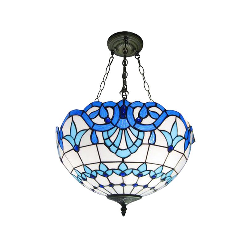 Éclairage de plafond de dôme inversé 3 têtes Tachée d'art Tiffany Chandelier luminaire