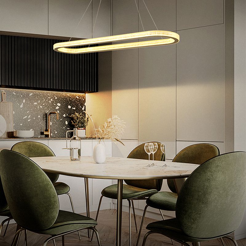 Modern Style Oval Pendant Light Metal 1 Light Pendant Light Fixture