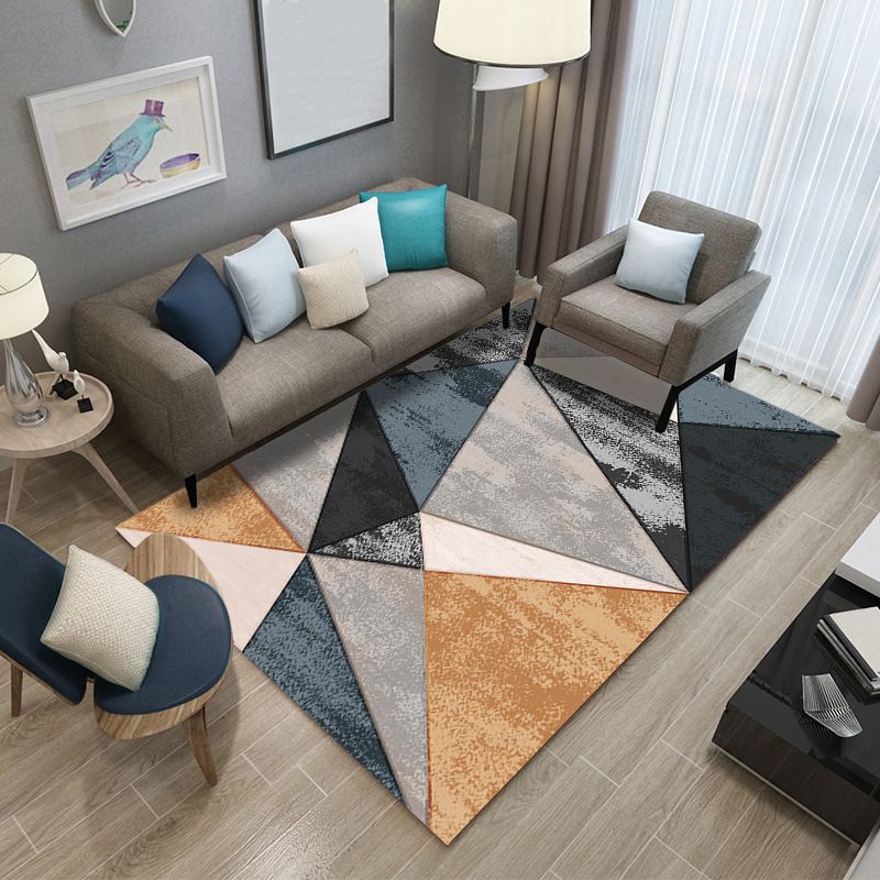 Geometric Printed Indoor Rug Washable Rug Polyester Stain Resistant Area Rug for Home Decoration