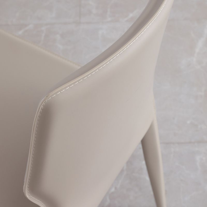 Upholstered Dining Chair with Leather Legs Matte Finish Solid Back Side Chair
