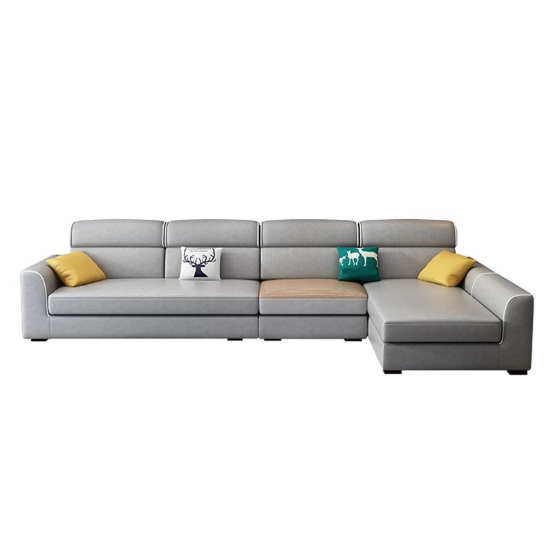 37.40"H Contemporary Sectional Sofa Faux Leather Chaise Sectional