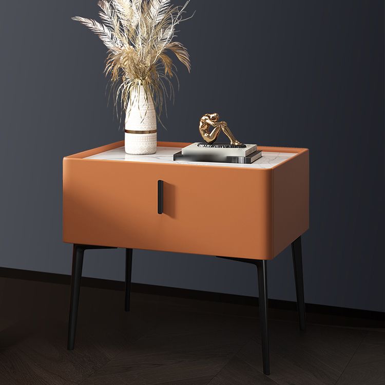 2-Drawer Nightstand with 4 Legs 20" Tall Stone Top Night Table
