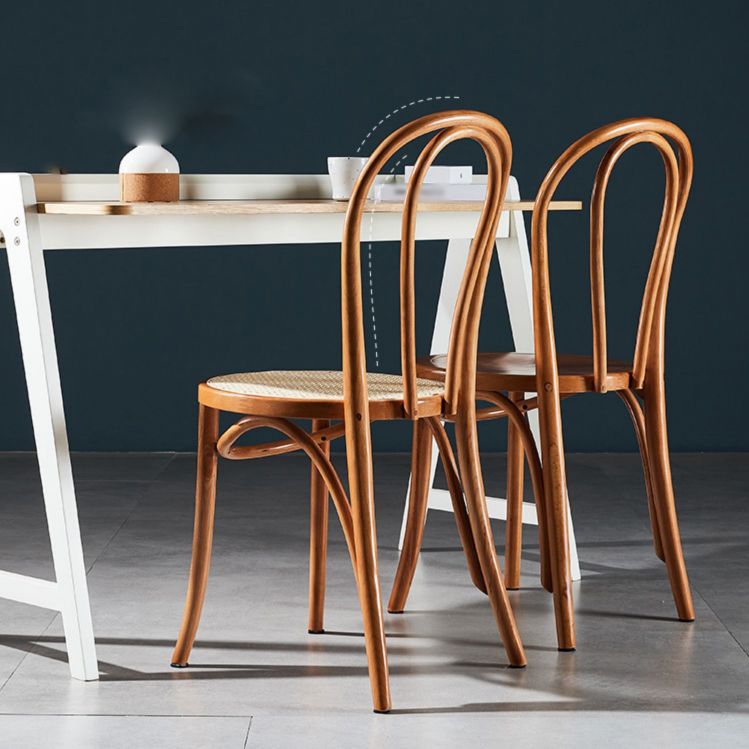 Silla sin brazos de comedor de madera tradicional, silla lateral de comedor individual con respaldo abierto para uso doméstico