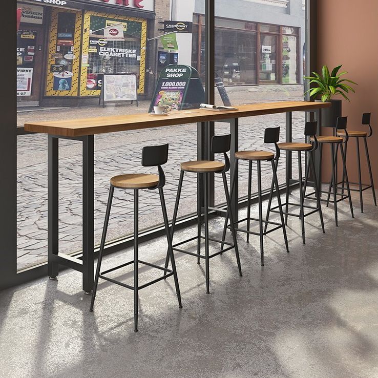 Modern 1/7 Pieces Bar Table Set Rectangle Wood Counter Table with High Stools