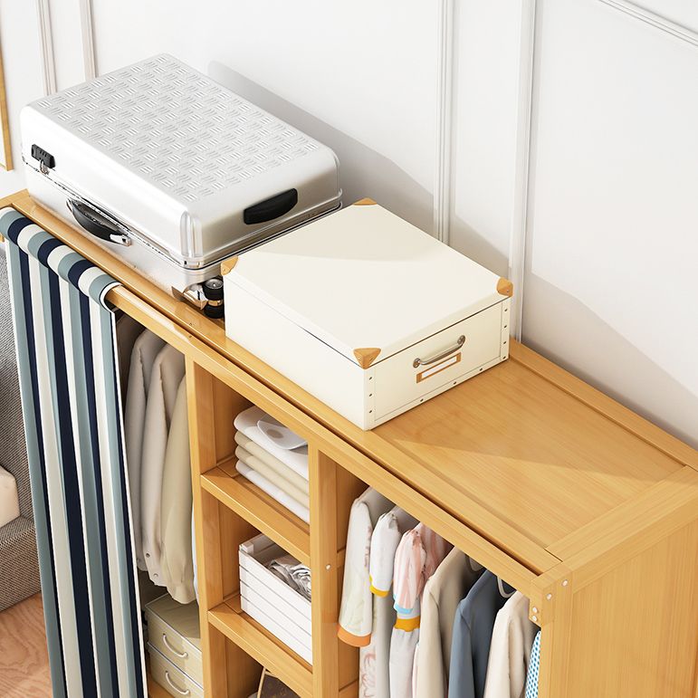 Engineered Wood Armoire Modern Natural Finish Wardrobe Closet with Garment Rod