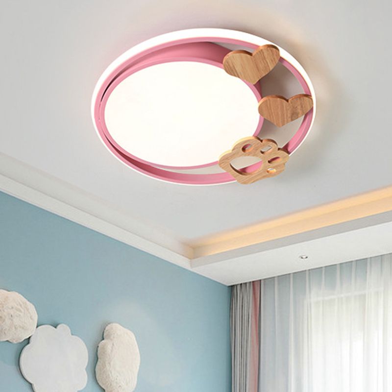 Camera da letto a LED vicino alla plafoniera Lampada da incasso contemporanea verde/blu/rosa con paralume rotondo in acrilico e decorazione a ponte arcobaleno/mulino a vento/carota