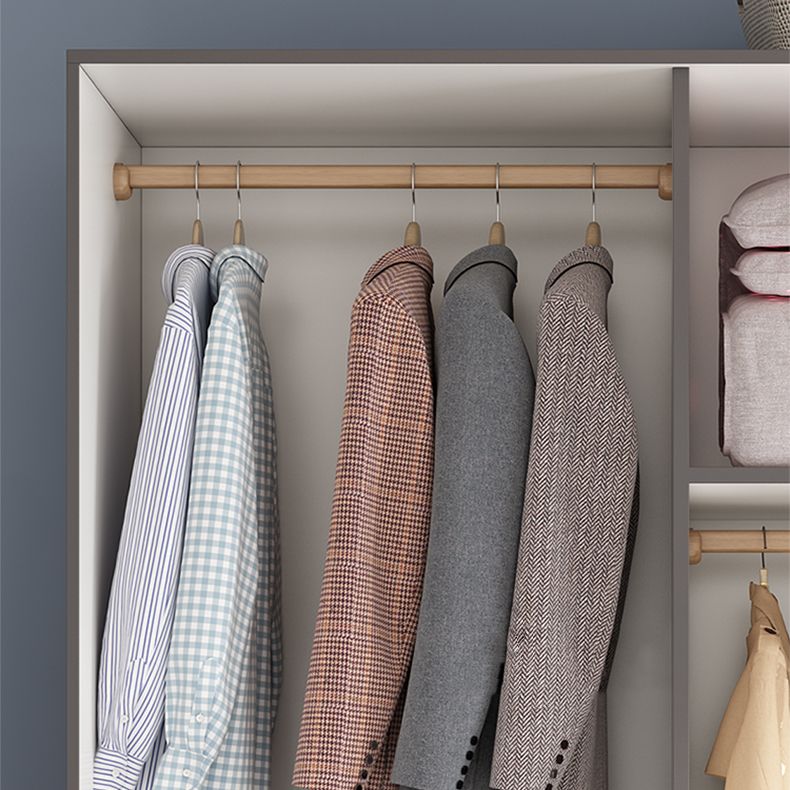 White Engineered Wood Armoire for Bedroom Modern Cabinet with Legs