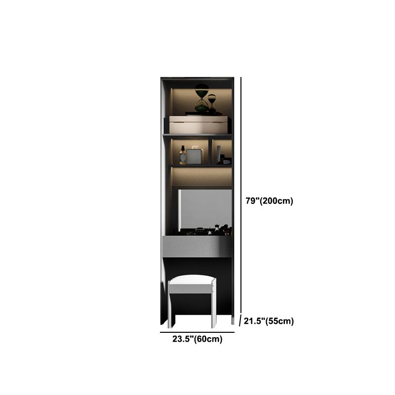 Glass and Wood Wardrobe Cabinet Modern Hinged Wardrobe Armoire