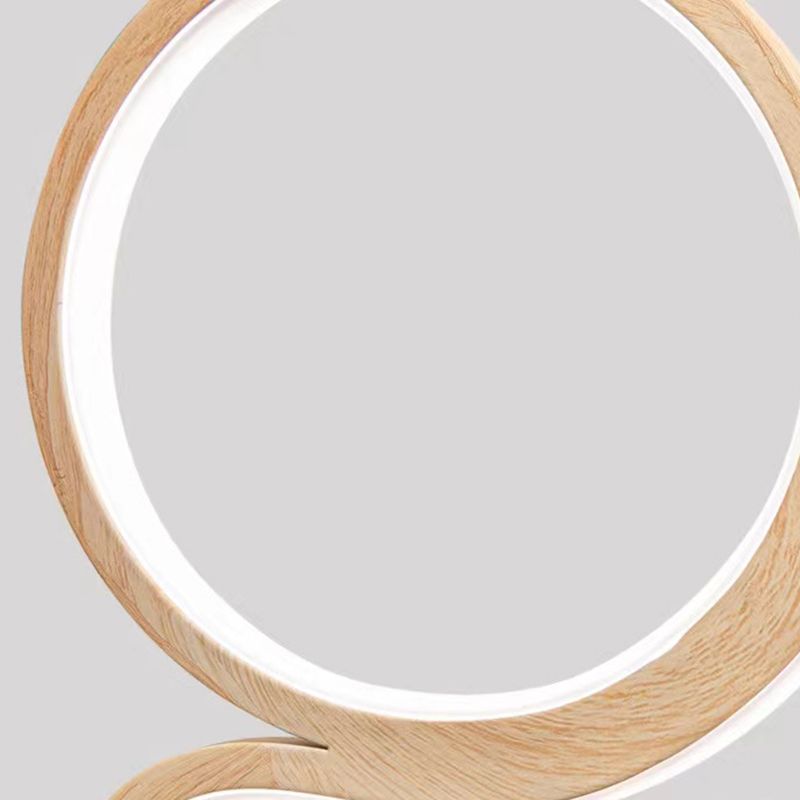 2-Light Beige Island Lighting Modern Wooden LED Ceiling Light for Bedroom