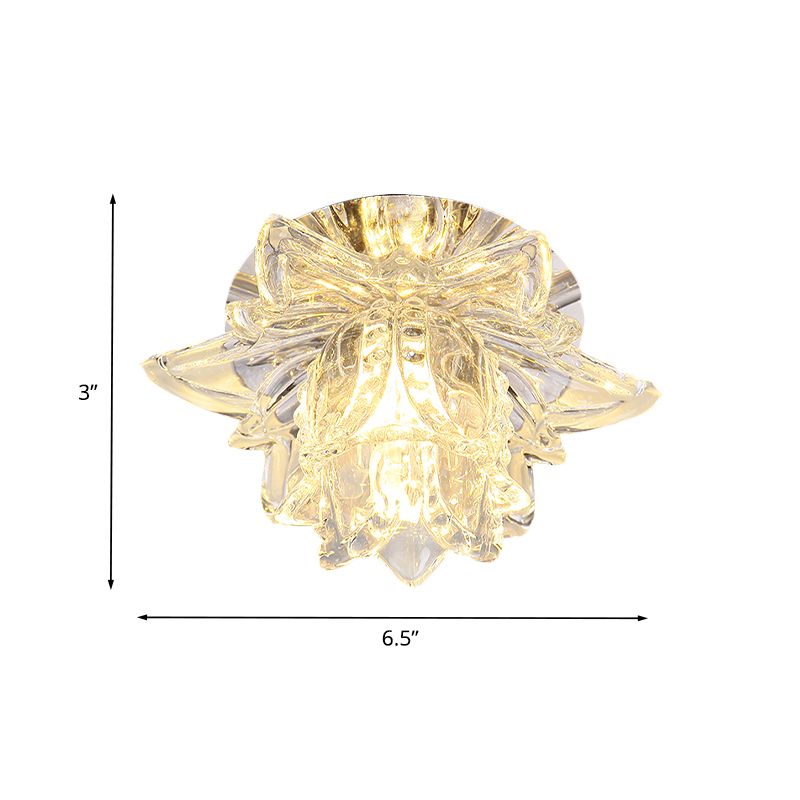 Daffodils Blossom Small LED Flush Mount Modern Clear Crystal Ceiling Flushmount Lamp for Corridor