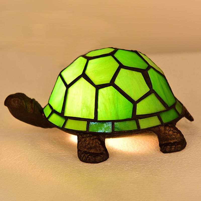 Turtle Shaped Nightstand Lamp Tiffany Style Stained Glass 1-Light Bedside Table Light