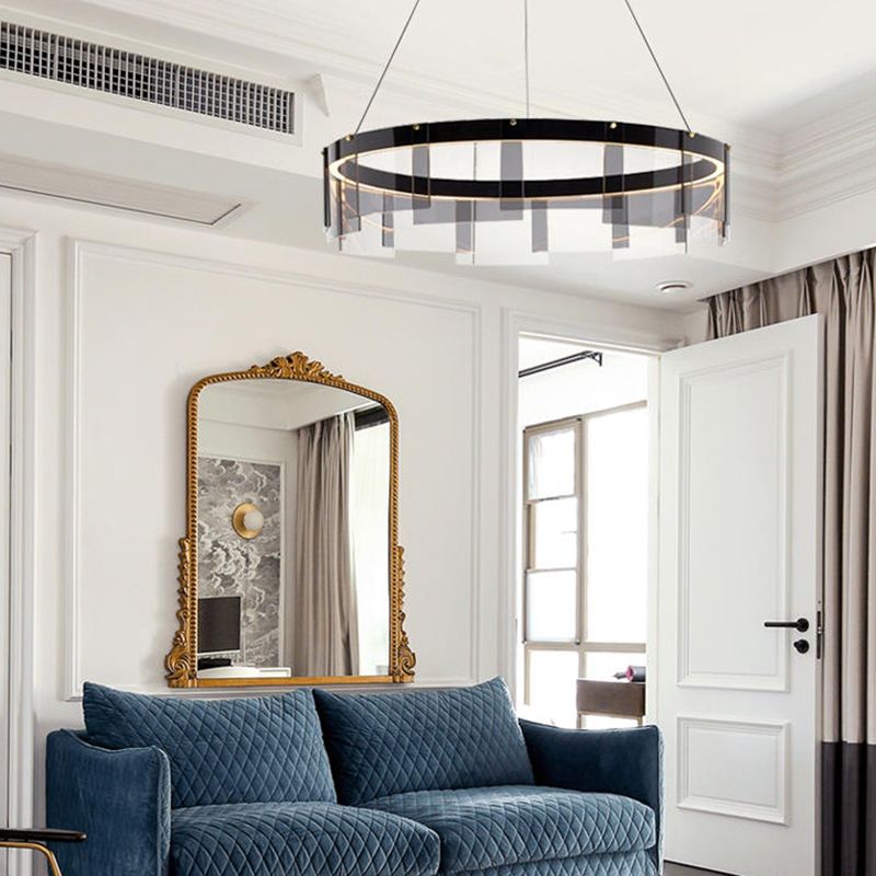 Moderner Stil runder Schatten hängend hängendes Glas Metall Anhänger Licht für Wohnzimmer
