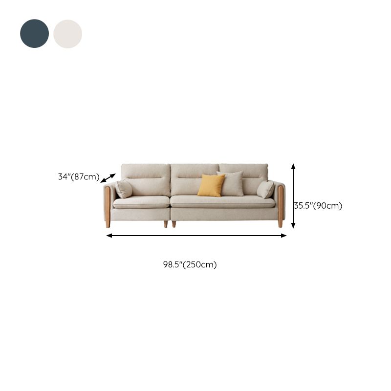Solid Wood Square Arm Contemporary Fabric Sofa for Living Room