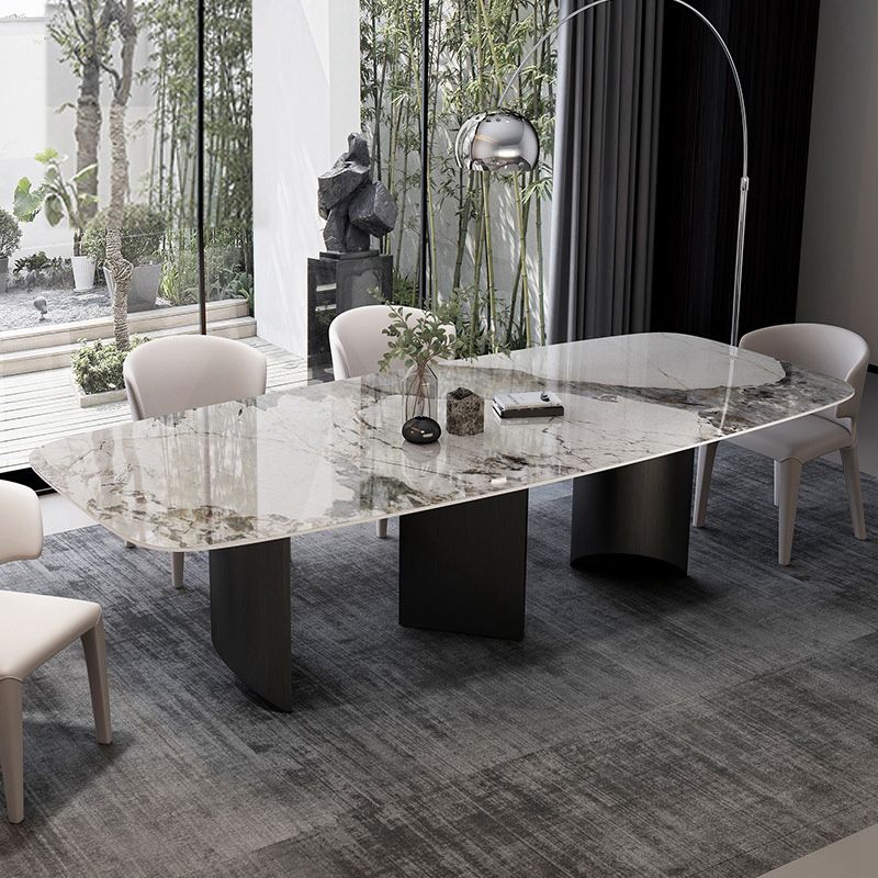 Modern Stone Dining Table Rectangle Table for Dining Room Kitchen
