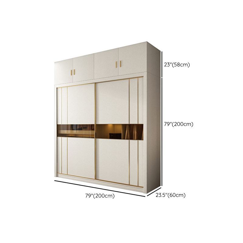 Manufactured Wood White Wardrobe Modern Cabinet with Sliding Doors