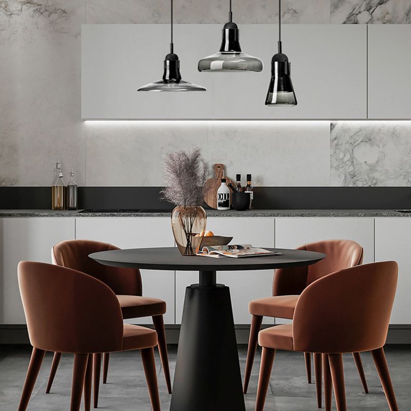 Hanging Cord Pendant Ceiling Light Modern Glass Dinning Room Hanging Light Fixture in Smoke Gray