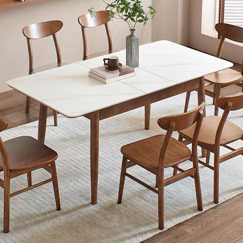 Modern Rectangle Dining Room Table Sintered Stone Extendable Kitchen Desk
