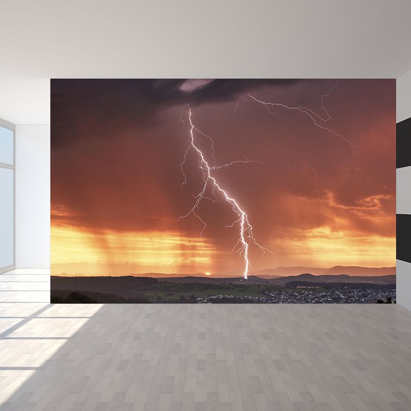 Contemporary Wallpaper Mural with Lightning Pattern Moisture Resistant Wall Covering for Wall Decor