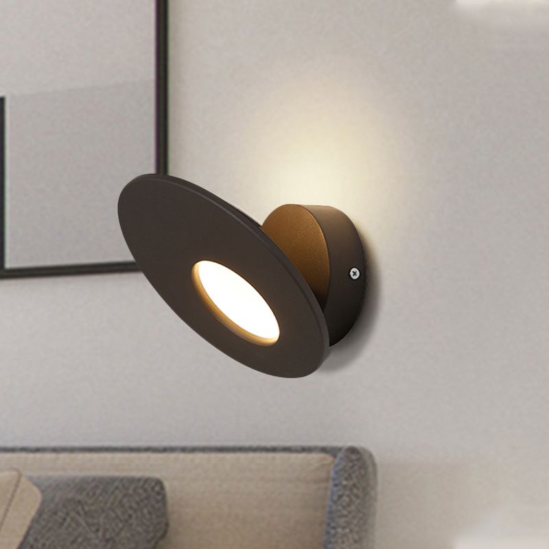 Stile semplicistico Round Acrilic Sconce Sconce Lampada montata a parete integrata in bianco/nero per camera da letto