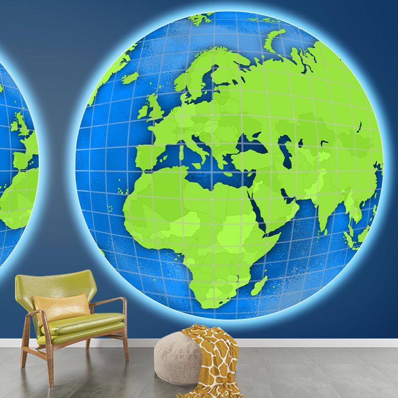 Illustration World Map Wall Mural Contemporary Decorative for Living Room