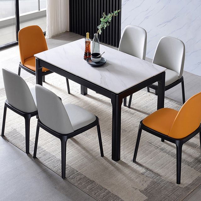 Tavolo da pranzo in pietra sinterizzato in stile contemporaneo 4 gambe tavolo rettangolo di base in legno per casa