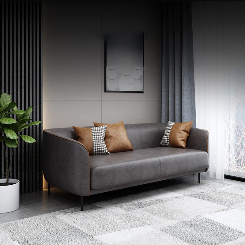 Faux Leather Sofa 25.59" D x 30.70" H Tuxedo Arm Sofa for Living Room